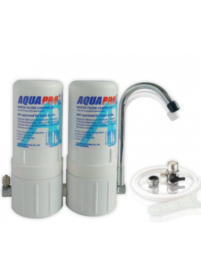 Purificateur d’eau de comptoir Aquapro NL05 – Double filtration sédiments + charbon actif
