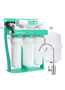 Filtre à osmose inverse PURE AquaCalcium Mint avec pompe sur support métallique 