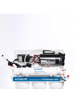 Filtre à osmose inverse Ecosoft Standard PRO avec minéralisation et pompe sur support métallique 