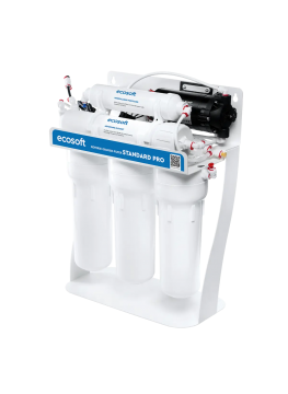 Filtre à osmose inverse Ecosoft Standard PRO avec minéralisation et pompe sur support métallique 