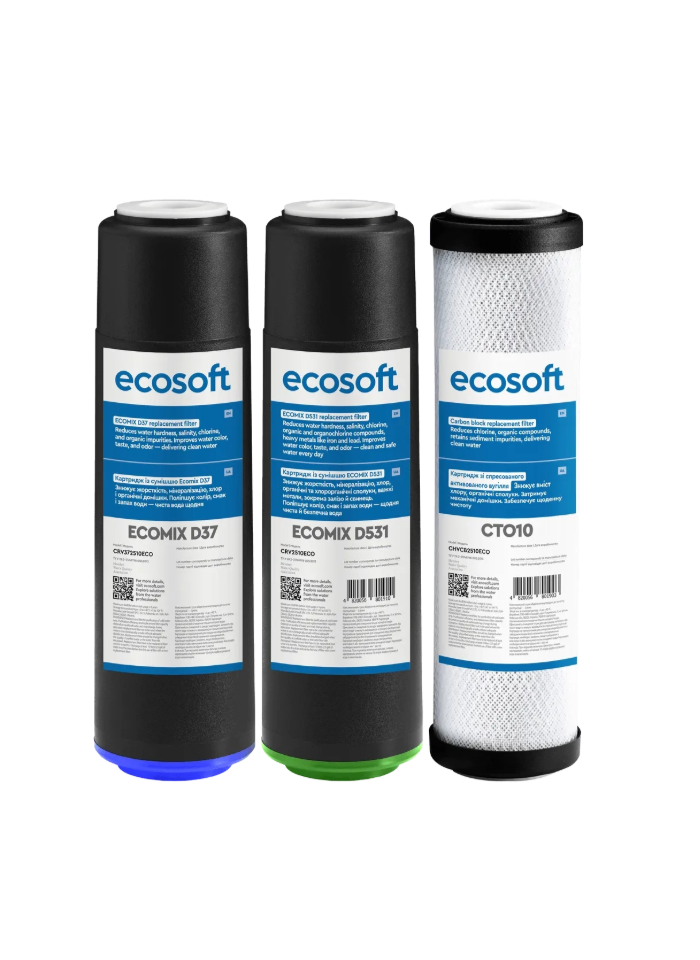 Ensemble avancé de filtres de remplacement Ecosoft pour filtres à eau à 3 étapes