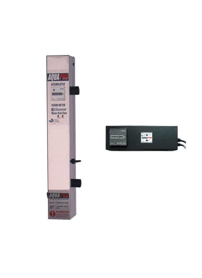 Stérilisateur UV Aquapro 6GPM vertical avec timer – 20W – 1362 L/h – Modèle vertical inox