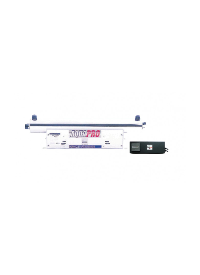 Stérilisateur UV Aquapro 24GPM 80W – 2 lampes – 5450 L/h – Horizontal avec timer – Inox SS 304