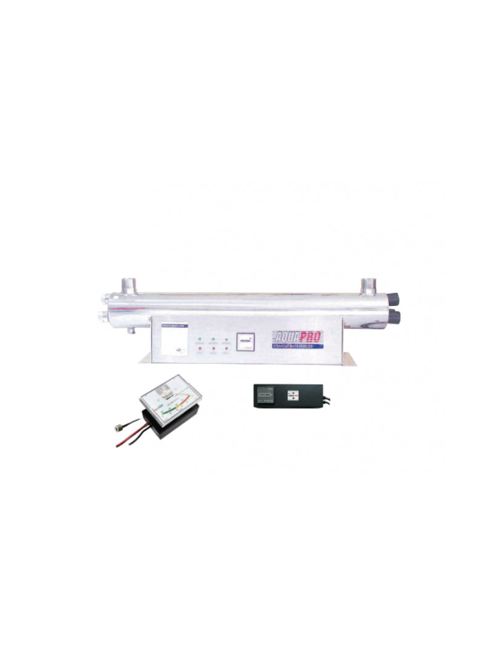 Stérilisateur UV Aquapro 36GPM – Moniteur lumière UV – 120W – 3 lampes – 8176 L/h – 1.1/2" BSP