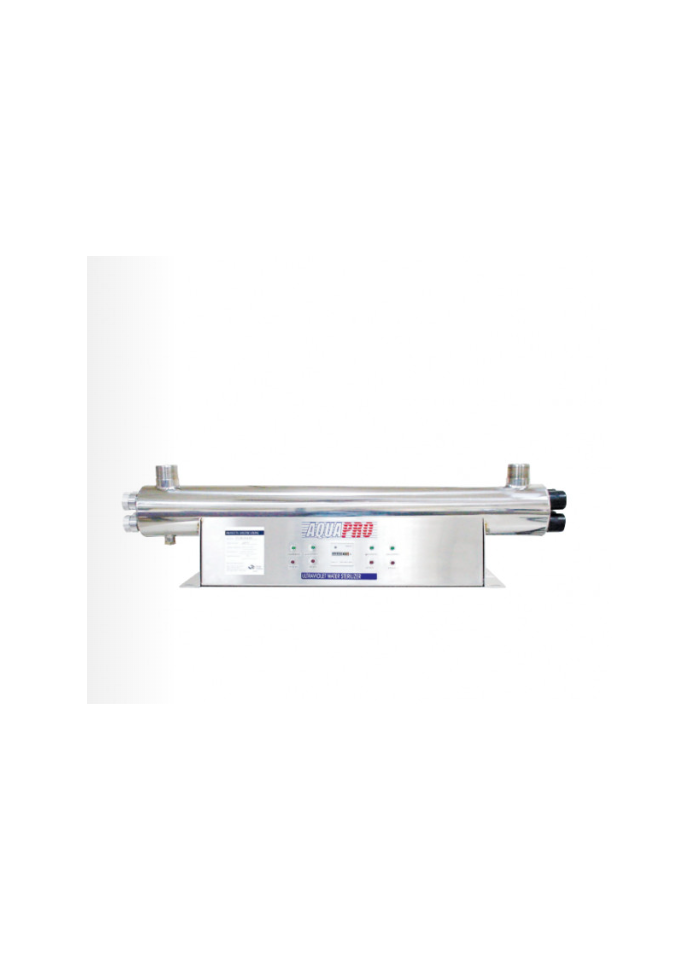 Stérilisateur UV 48 GPM horizontal 160 W avec moniteur d'intensité – AQUAPRO PR-UV-48GPM-HTM