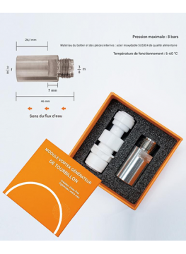 Module Vortex Aquapro – Dynamiseur d'eau pour osmoseur domestique, inox SUS304, raccordement 3/8″