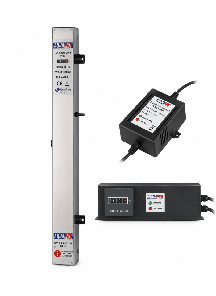 Stérilisateur UV Aquapro 12GPM vertical avec timer – 40W – 2725 Lh – Ensemble complet inox SS 304