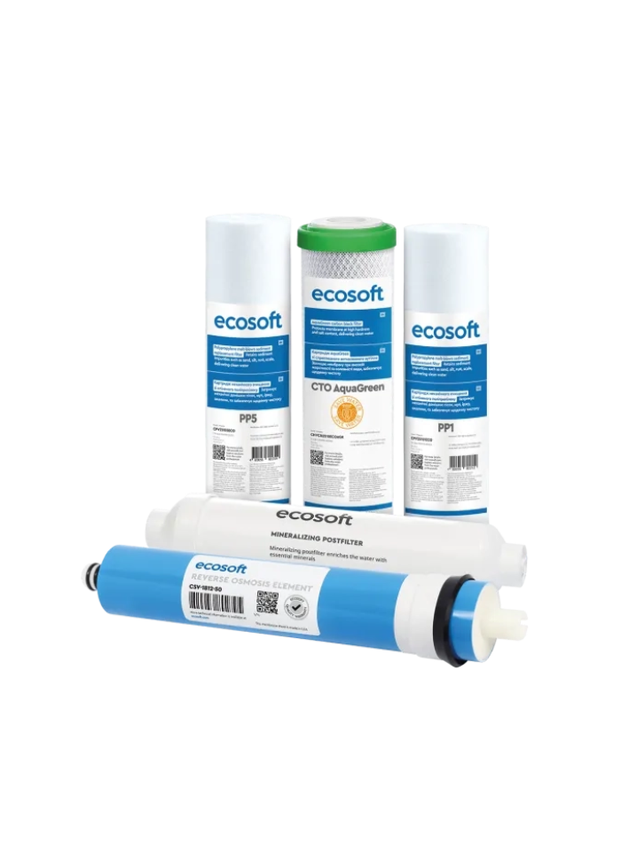 Ecosoft Kit 5 Filtres Standard PRO 50 GPD - PP5-GAC-PP1-50GPD-POSTMIN