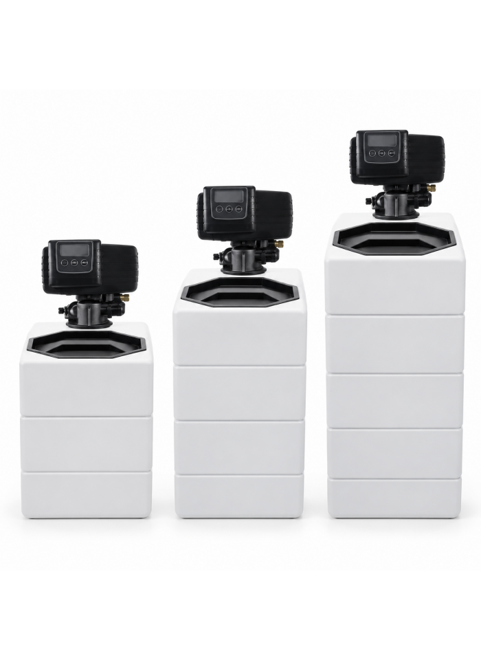 Adoucisseur Fleck 5600 SXT Arca – compact sous évier, 4 à 14 L de résine, by-pass et mixing inclus