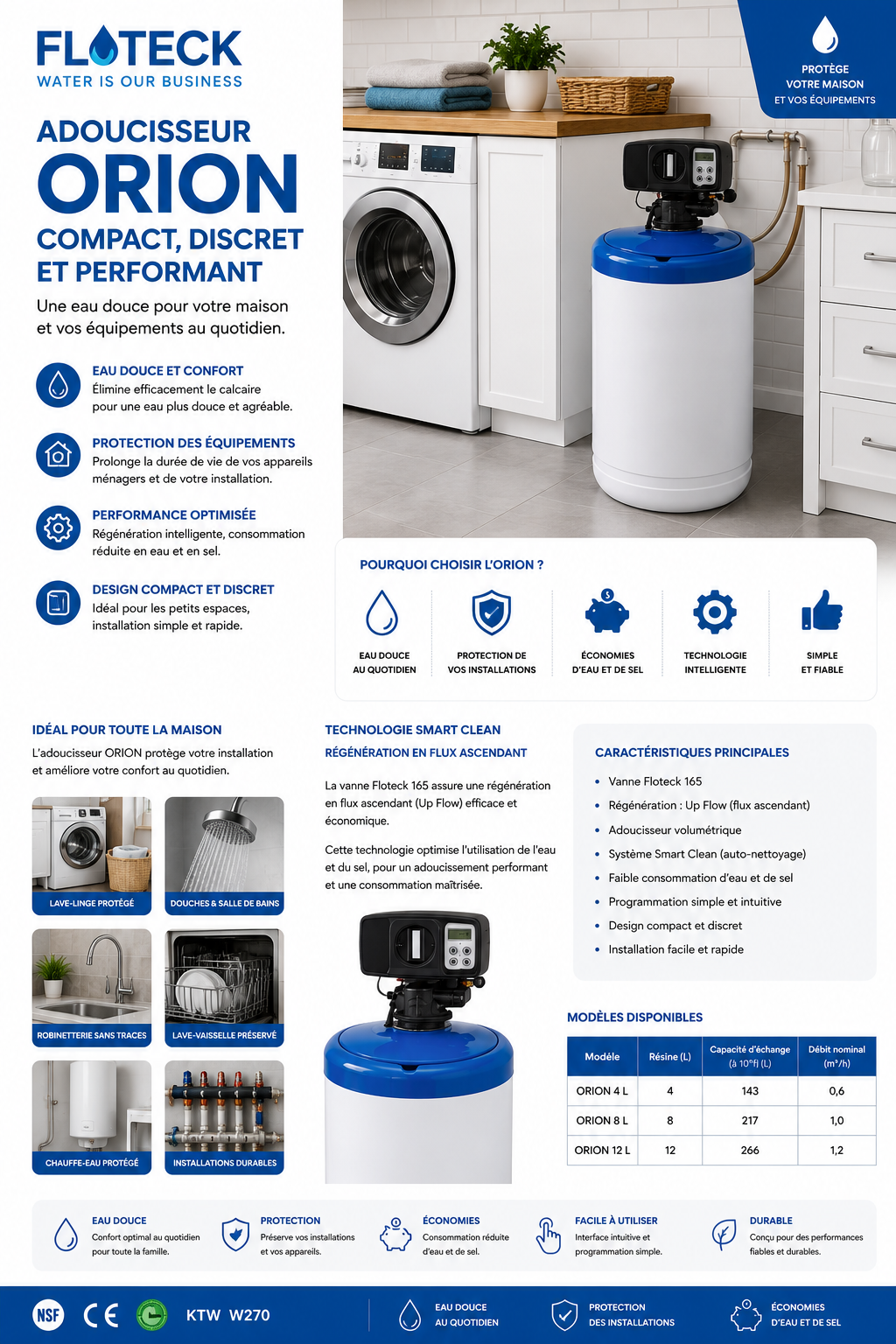 Adoucisseur Floteck Orion 4 L ultra-compact