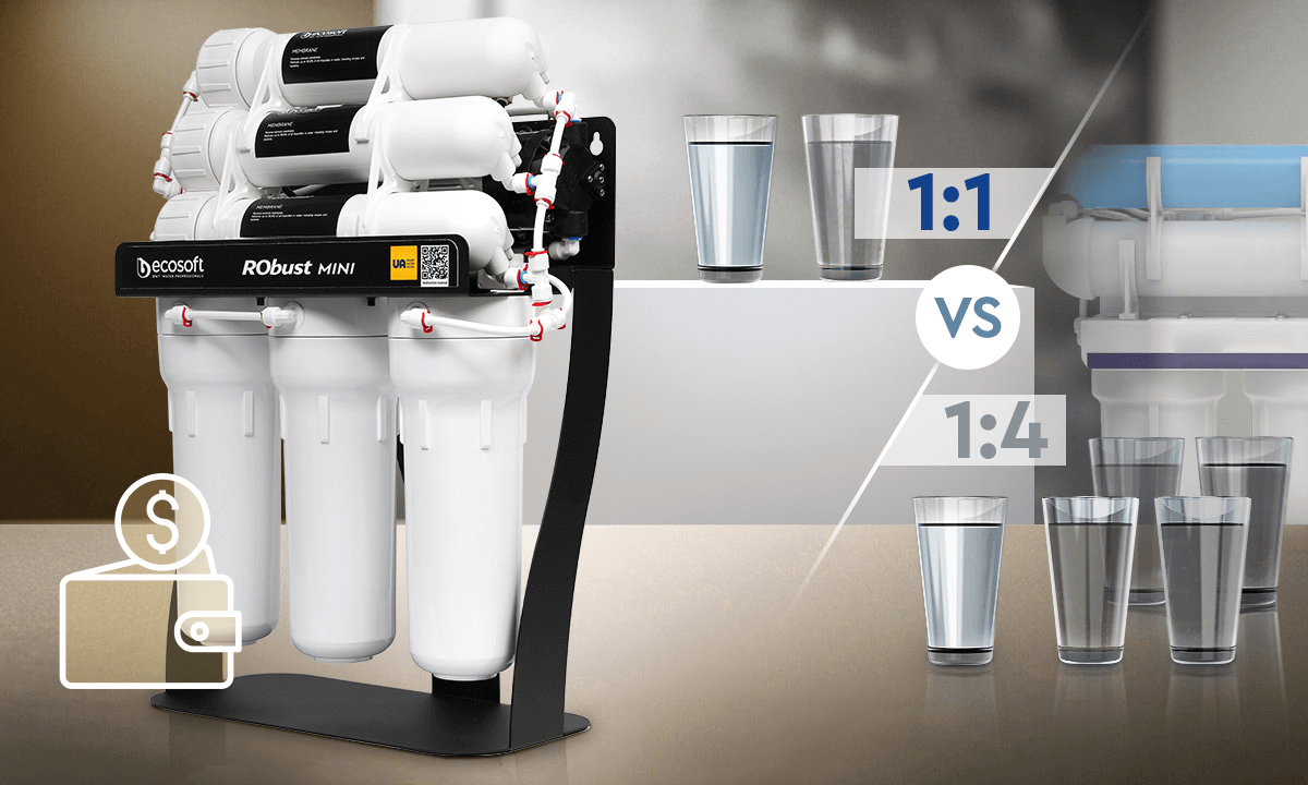 Osmoseur professionnel Ecosoft RObust Mini 1000 à flux direct jusqu’à 60 litres par heure